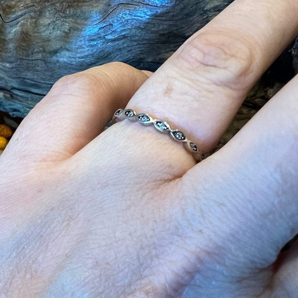 IBB CN 925 Dainty Infinity Ring Stone Crystal Cz Stackable Silver Sterling 6.75